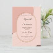 抽象芸術コーラルピンク金ゴールド幾何結婚性 招待状 (スタンド正面)