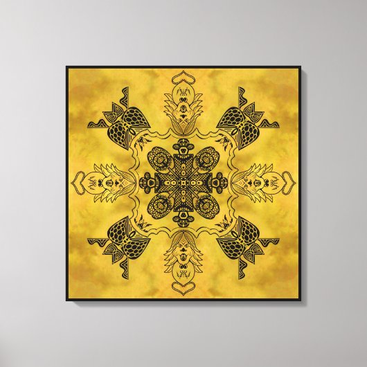 抽象芸術ゴシックの部族スケッチ繰り返しパターン キャンバスプリント (正面)