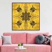 抽象芸術ゴシックの部族スケッチ繰り返しパターン キャンバスプリント (インサイチュ (リビング))