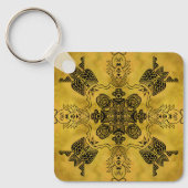 抽象芸術ゴシックの部族スケッチ繰り返しパターン キーホルダー (正面)