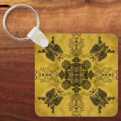 抽象芸術ゴシックの部族スケッチ繰り返しパターン キーホルダー (正面)