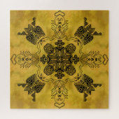 抽象芸術ゴシックの部族スケッチ繰り返しパターン ジグソーパズル (横)