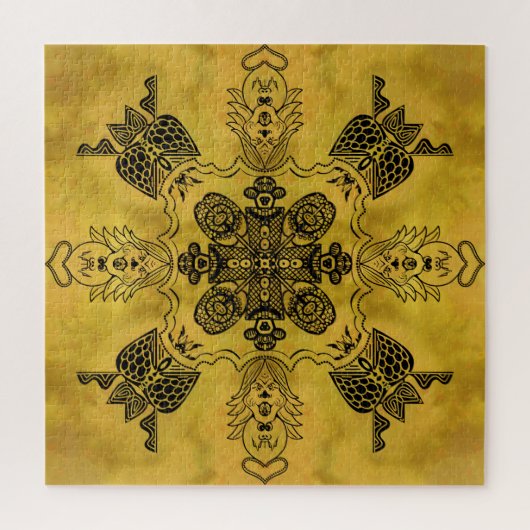 抽象芸術ゴシックの部族スケッチ繰り返しパターン ジグソーパズル (縦)