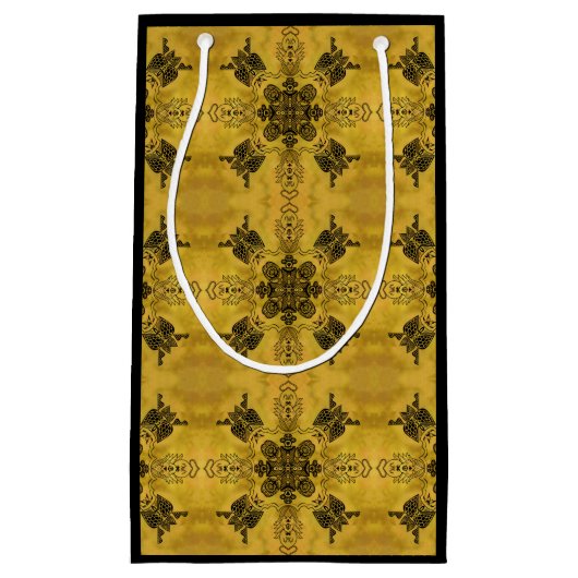 抽象芸術ゴシックの部族スケッチ繰り返しパターン スモールペーパーバッグ (正面)