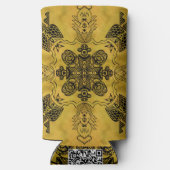 抽象芸術ゴシックの部族スケッチ繰り返しパターン スリム缶クーラー (裏面)