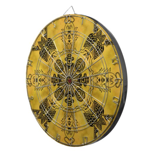 抽象芸術ゴシックの部族スケッチ繰り返しパターン ダーツボード (正面右)