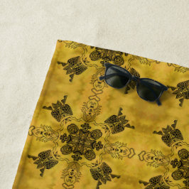 抽象芸術ゴシックの部族スケッチ繰り返しパターン ビーチタオル