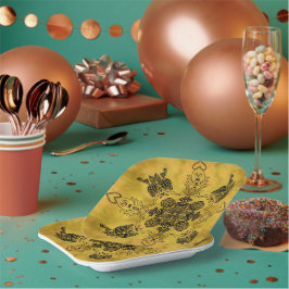 抽象芸術ゴシックの部族スケッチ繰り返しパターン ペーパープレート