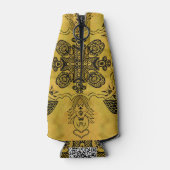 抽象芸術ゴシックの部族スケッチ繰り返しパターン ボトルクーラー (裏面)