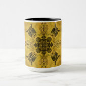 抽象芸術ゴシックの部族スケッチ繰り返しパターン マグカップ (中央)