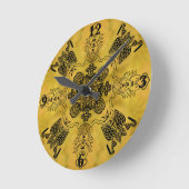 抽象芸術ゴシックの部族スケッチ繰り返しパターン ラウンド壁時計 (傾斜)