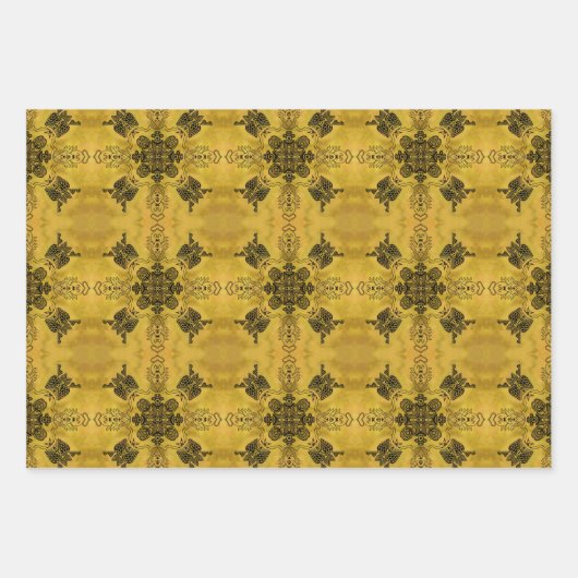 抽象芸術ゴシックの部族スケッチ繰り返しパターン ラッピングペーパーシート (正面2)