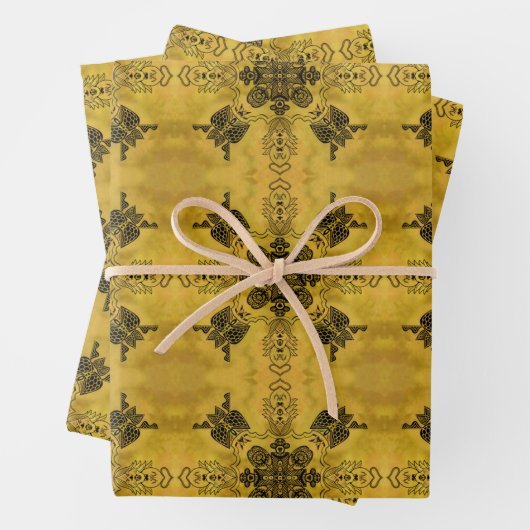 抽象芸術ゴシックの部族スケッチ繰り返しパターン ラッピングペーパーシート (インサイチュ)