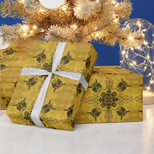 抽象芸術ゴシックの部族スケッチ繰り返しパターン ラッピングペーパー (クリスマス)