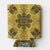 抽象芸術ゴシックの部族スケッチ繰り返しパターン 缶クーラー (裏面)