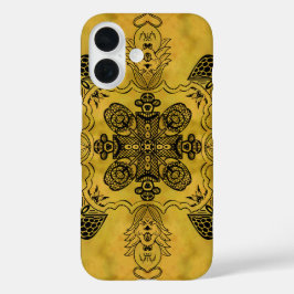 抽象芸術ゴシックの部族スケッチ繰り返しパターン iPhone 16ケース