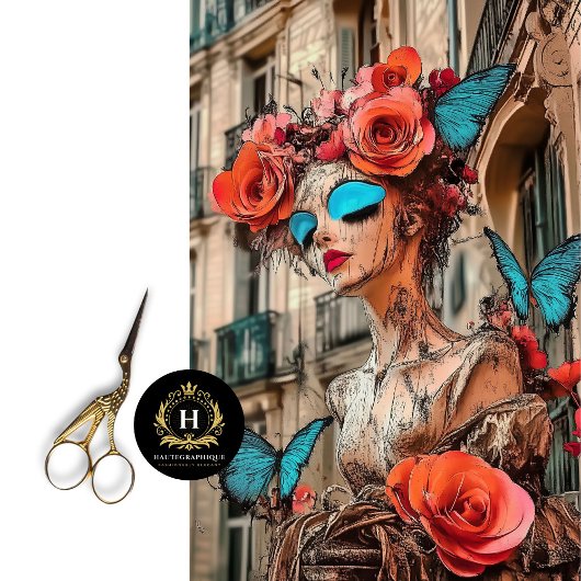 抽象芸術ゴシックガーゴイレブルーバタフライデクページ 薄葉紙