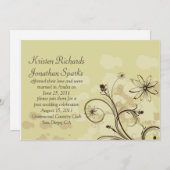 抽象芸術ゴルフとブラウンポスト結婚のお祝い 招待状 (正面/裏面)