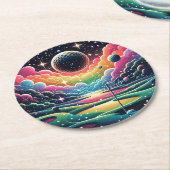 抽象芸術ゴルファーのゴルフボール円形ゴルフ ラウンドペーパーコースター (アングル)