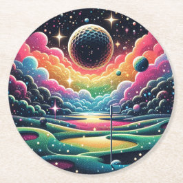 抽象芸術ゴルファーのゴルフボール円形ゴルフ ラウンドペーパーコースター