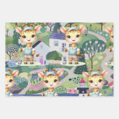 抽象芸術ゴルフ場を持つゴルファー子供へ ラッピングペーパーシート (正面)