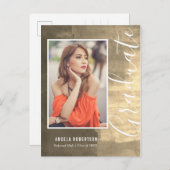 抽象芸術ゴールデンきらめく写真卒業 インビテーションポストカード (正面/裏面)