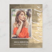 抽象芸術ゴールデンきらめく写真卒業 インビテーションポストカード (正面)