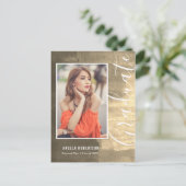 抽象芸術ゴールデンきらめく写真卒業 インビテーションポストカード (スタンド正面)