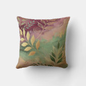 抽象芸術ゴールデンオリーブリーフアートワークスタイル8 クッション (裏面)