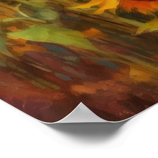 抽象芸術ゴールデンサンフラワーファミリーファインアート ポスター (角)