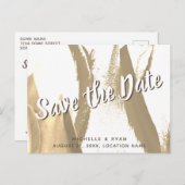 抽象芸術ゴールデンチューリップフローラ結婚式の日付を保存 案内ポストカード (正面/裏面)