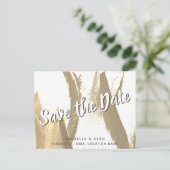 抽象芸術ゴールデンチューリップフローラ結婚式の日付を保存 案内ポストカード (スタンド正面)