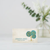 抽象芸術ゴールデンツリー水彩円 名刺 (スタンド正面)