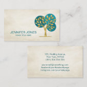 抽象芸術ゴールデンツリー水彩円 名刺 (正面/裏面)