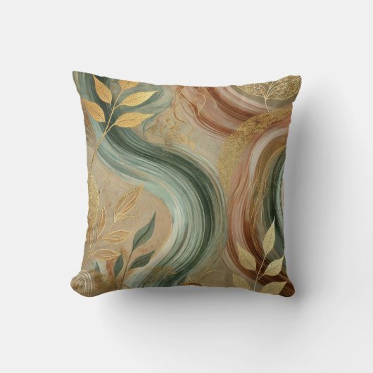 抽象芸術ゴールデンリーフアートワークスタイル13 クッション (正面)