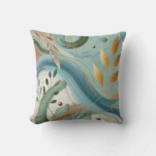 抽象芸術ゴールデンリーフアートワークスタイル9 クッション (正面)