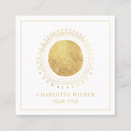 抽象芸術ゴールドフォイルサークルスクエア スクエア名刺 (正面)