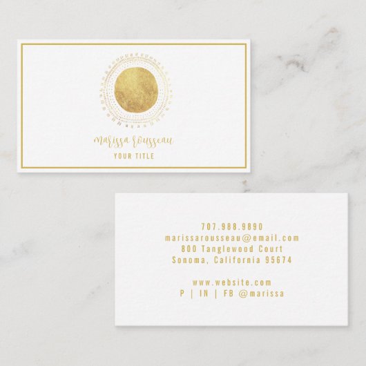 抽象芸術ゴールドフォイルサークルスクエア 名刺 (正面/裏面)