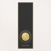 抽象芸術ゴールドフォイルサークルムーンパーソナライズされたブラック ヨガマット (正面)