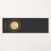 抽象芸術ゴールドフォイルサークルムーンパーソナライズされたブラック ヨガマット (正面(横))