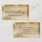抽象芸術ゴールドフォイルトレンディーヘアメイクアップ 名刺 (正面/裏面)