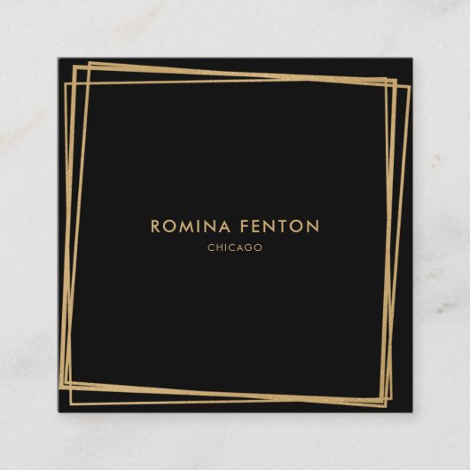 抽象芸術ゴールドフォイルフレームモダンプロフェッショナル スクエア名刺 (正面)