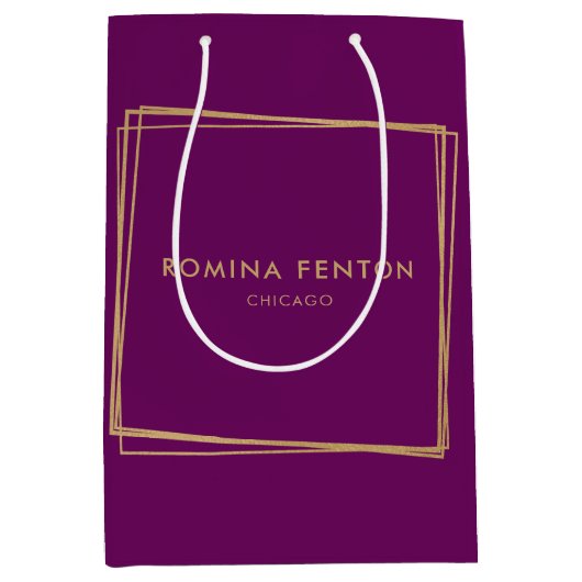 抽象芸術ゴールドフォイルフレームモダンプロフェッショナル ミディアムペーパーバッグ (正面)