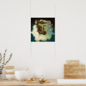 抽象芸術サイエンスフィクションキャットレイヴンウィッチーAIアートマットバリュー ポスター (キッチン)