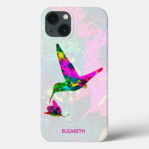 抽象芸術サイケデリックカラフルハチドリ iPhone 13ケース