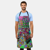 抽象芸術サイケデリックグルーヴィーパープルセダム エプロン (着用した状態)
