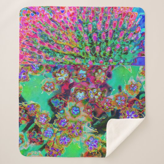 抽象芸術サイケデリックグルーヴィーパープルセダム シェルパブランケット (正面)