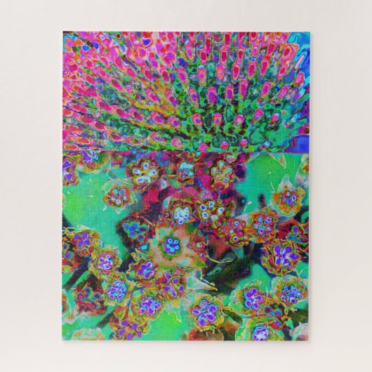 抽象芸術サイケデリックグルーヴィーパープルセダム ジグソーパズル (縦)