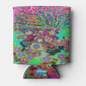 抽象芸術サイケデリックグルーヴィーパープルセダム 缶クーラー (正面)