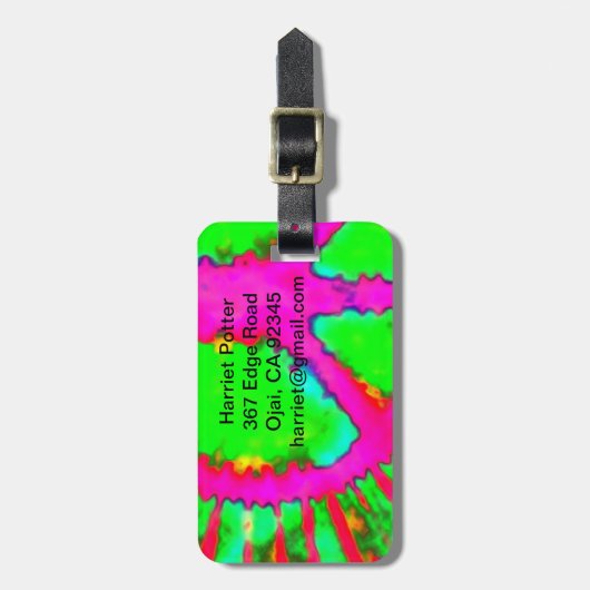 抽象芸術サイケデリックタイダイ和気標識 ラゲッジタグ (正面縦)